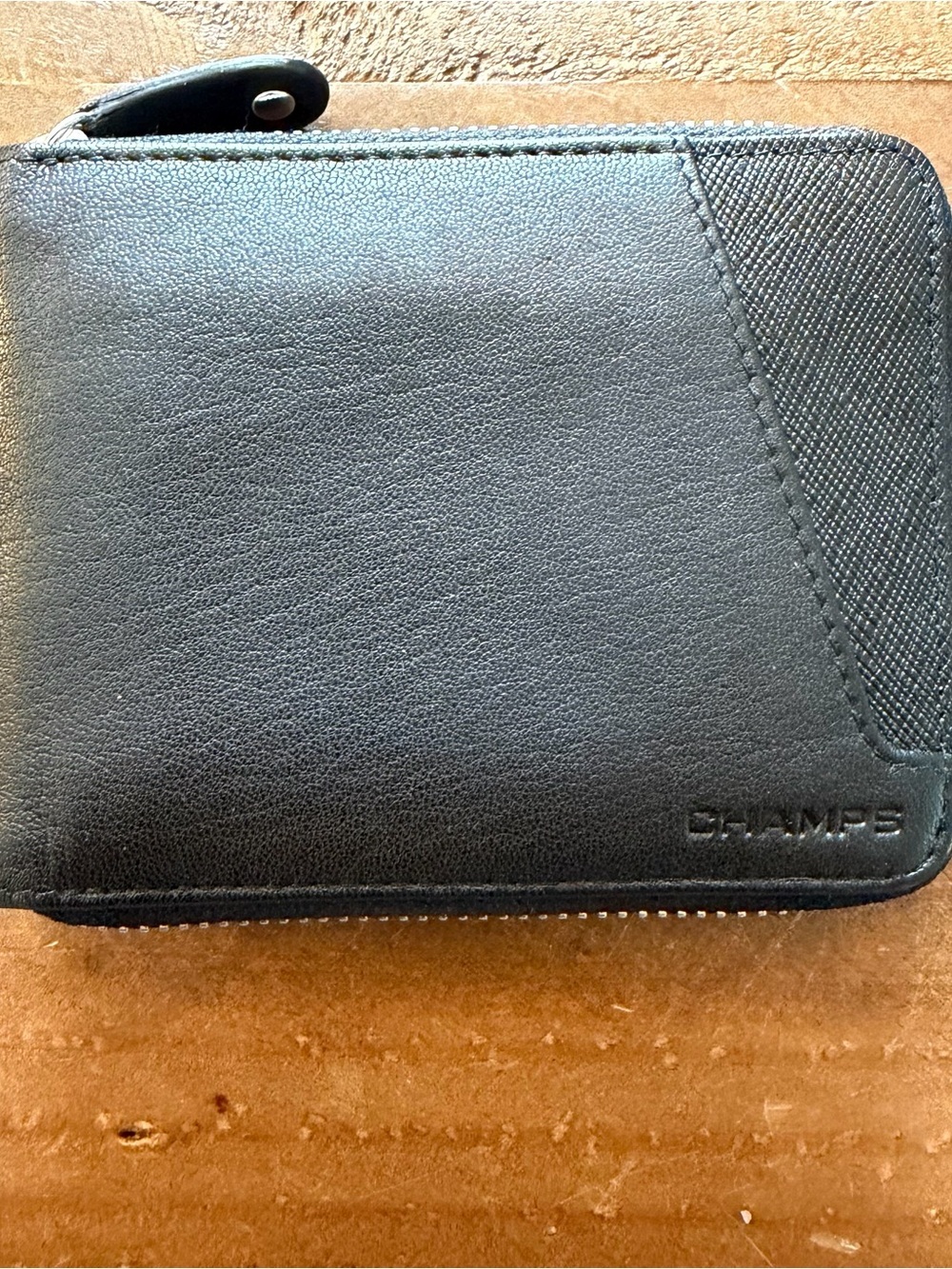 Champs Black RFID Zip Card Wallet